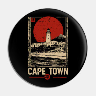 Cape Town Lighthouse - Vintage Japanese-Style South African Travel Art Pin
