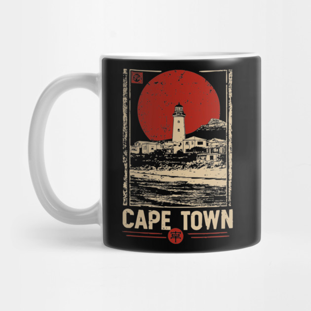Cape Town Lighthouse - Vintage Japanese-Style South African Travel Art by TuncGK