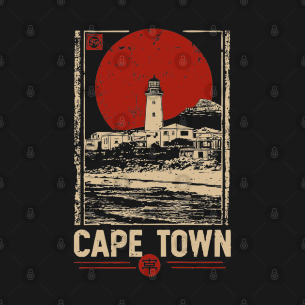 Cape Town Lighthouse - Vintage Japanese-Style South African Travel Art by TuncGK