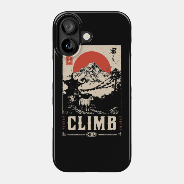 Climb Himalayas - Vintage Japanese-Style Mountaineering Art Phone Case by TuncGK