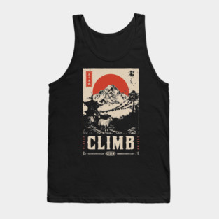 Climb Himalayas - Vintage Japanese-Style Mountaineering Art Tank Top