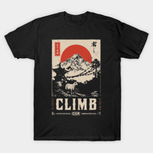 Climb Himalayas - Vintage Japanese-Style Mountaineering Art T-Shirt