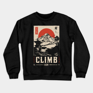 Climb Himalayas - Vintage Japanese-Style Mountaineering Art Crewneck Sweatshirt