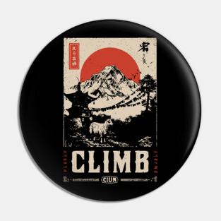Climb Himalayas - Vintage Japanese-Style Mountaineering Art Pin
