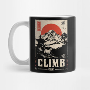 Climb Himalayas - Vintage Japanese-Style Mountaineering Art Mug