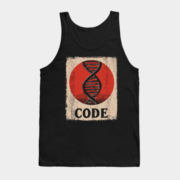 Code DNA - Vintage Japanese-Style Science Art Tank Top by TuncGK