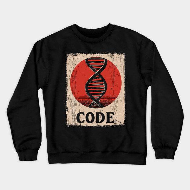 Code DNA - Vintage Japanese-Style Science Art Crewneck Sweatshirt by TuncGK
