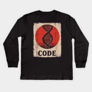Code DNA - Vintage Japanese-Style Science Art Kids Long Sleeve T-Shirt
