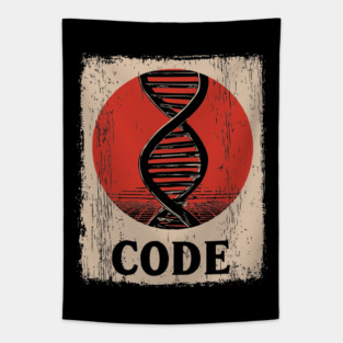 Code DNA - Vintage Japanese-Style Science Art Tapestry