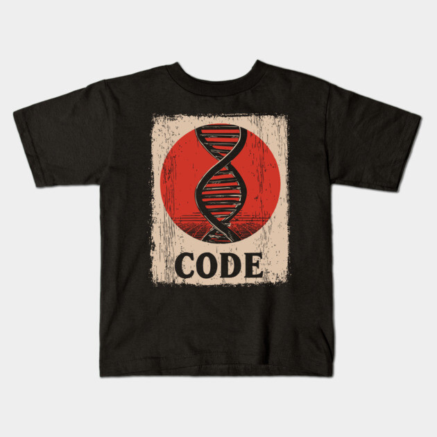 Code DNA - Vintage Japanese-Style Science Art Kids T-Shirt by TuncGK