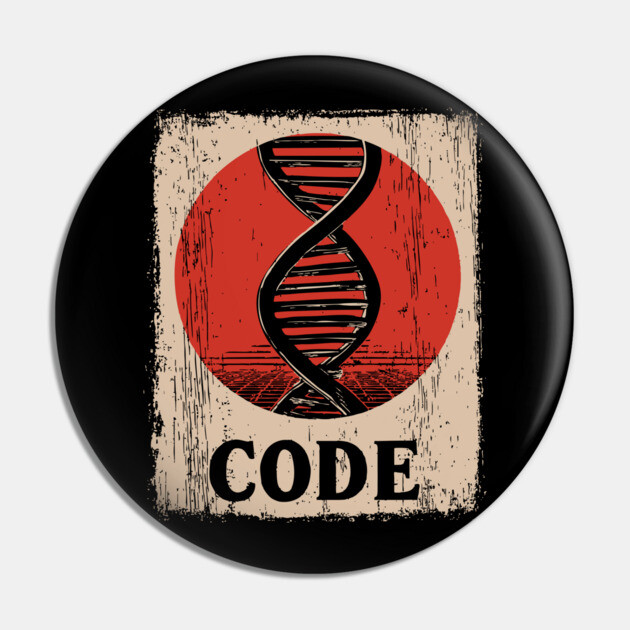 Code DNA - Vintage Japanese-Style Science Art Pin by TuncGK
