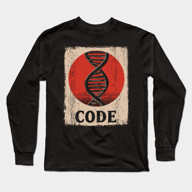 Code DNA - Vintage Japanese-Style Science Art Long Sleeve T-Shirt by TuncGK