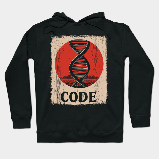 Code DNA - Vintage Japanese-Style Science Art Hoodie by TuncGK