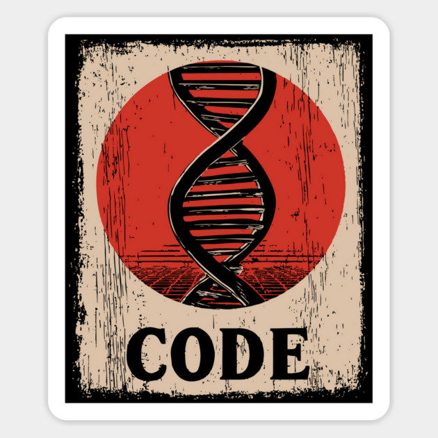 Code DNA - Vintage Japanese-Style Science Art Magnet by TuncGK