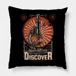 Discover Microscopic World - Vintage Japanese-Style Science Art Pillow