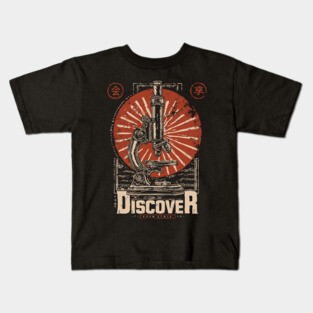 Discover Microscopic World - Vintage Japanese-Style Science Art Kids T-Shirt