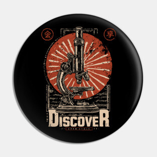 Discover Microscopic World - Vintage Japanese-Style Science Art Pin
