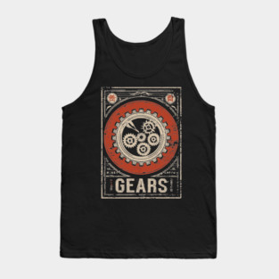 Industrial Gears - Vintage Japanese-Style Engineering Art Tank Top