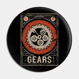 Industrial Gears - Vintage Japanese-Style Engineering Art Pin