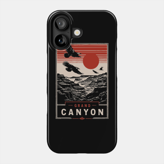 Grand Canyon Birds - Vintage Japanese-Style National Park Art Phone Case by TuncGK