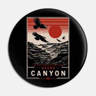 Grand Canyon Birds - Vintage Japanese-Style National Park Art Pin