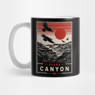 Grand Canyon Birds - Vintage Japanese-Style National Park Art Mug