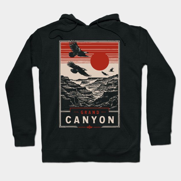 Grand Canyon Birds - Vintage Japanese-Style National Park Art Hoodie by TuncGK