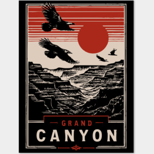 Grand Canyon Birds - Vintage Japanese-Style National Park Art Posters and Art