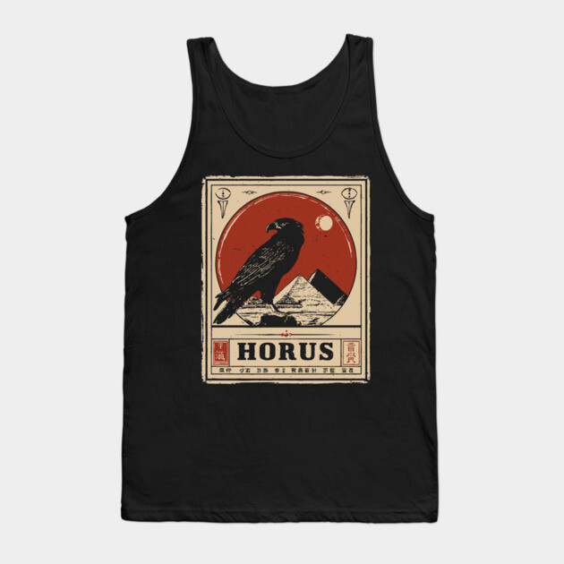 Horus Egyptian Falcon God - Vintage Japanese-Style Mythology Art Tank Top by TuncGK