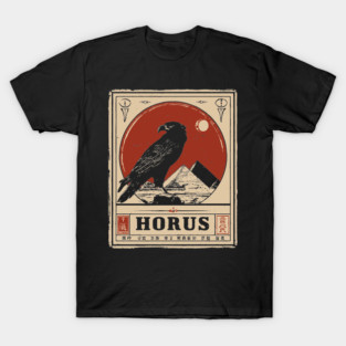 Horus Egyptian Falcon God - Vintage Japanese-Style Mythology Art T-Shirt