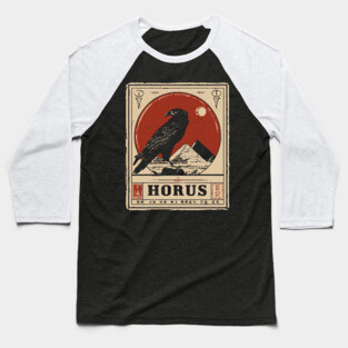 Horus Egyptian Falcon God - Vintage Japanese-Style Mythology Art Baseball T-Shirt