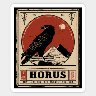 Horus Egyptian Falcon God - Vintage Japanese-Style Mythology Art Sticker
