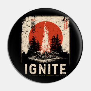 Ignite Campfire - Vintage Japanese-Style Outdoor Adventure Art Pin