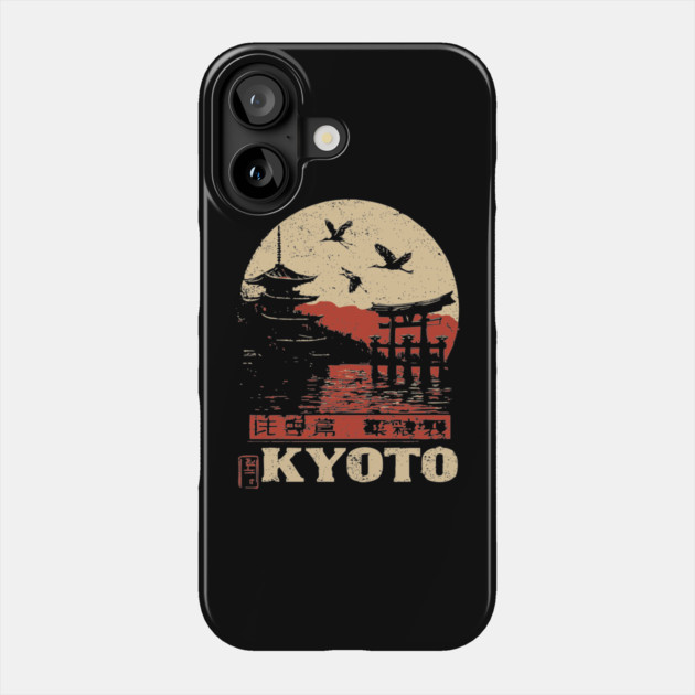 Kyoto Japan Sunset - Vintage Japanese-Style Travel Art Phone Case by TuncGK