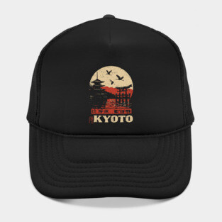 Kyoto Japan Sunset - Vintage Japanese-Style Travel Art Hat