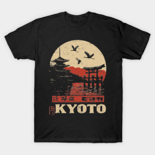 Kyoto Japan Sunset - Vintage Japanese-Style Travel Art T-Shirt