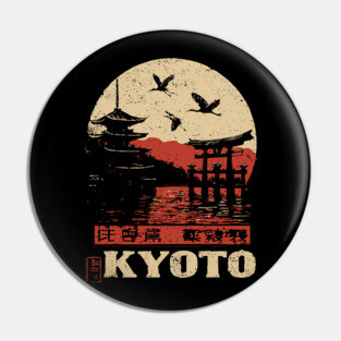 Kyoto Japan Sunset - Vintage Japanese-Style Travel Art Pin