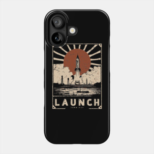 Launch Rocket - Vintage Japanese-Style Space Exploration Art Phone Case