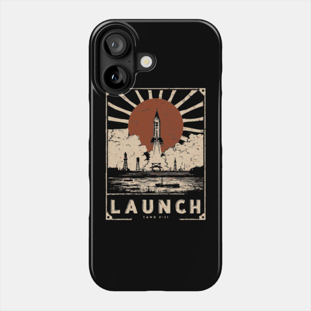 Launch Rocket - Vintage Japanese-Style Space Exploration Art Phone Case by TuncGK