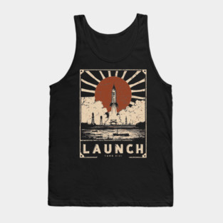 Launch Rocket - Vintage Japanese-Style Space Exploration Art Tank Top