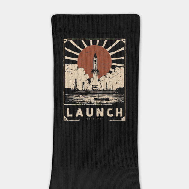 Launch Rocket - Vintage Japanese-Style Space Exploration Art by TuncGK