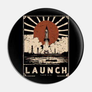 Launch Rocket - Vintage Japanese-Style Space Exploration Art Pin