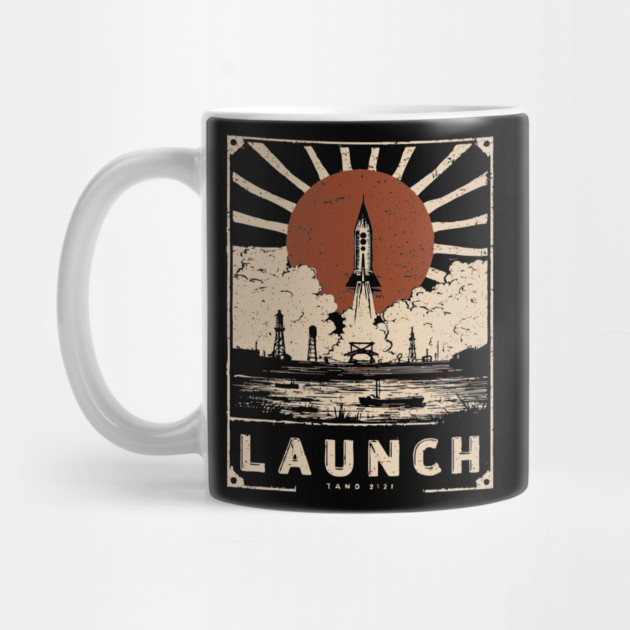 Launch Rocket - Vintage Japanese-Style Space Exploration Art by TuncGK