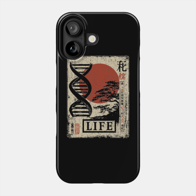 Life DNA - Vintage Japanese-Style Science Art with Kanji Phone Case by TuncGK
