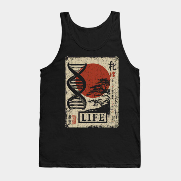 Life DNA - Vintage Japanese-Style Science Art with Kanji Tank Top by TuncGK