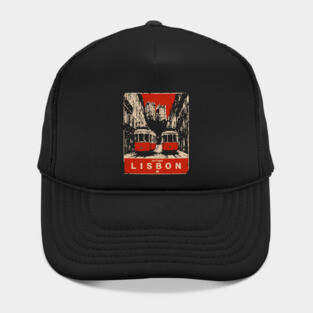 Lisbon Tram - Vintage Japanese-Style Portuguese Travel Art Hat