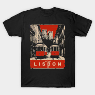 Lisbon Tram - Vintage Japanese-Style Portuguese Travel Art T-Shirt