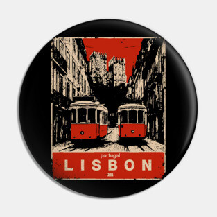 Lisbon Tram - Vintage Japanese-Style Portuguese Travel Art Pin