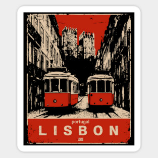 Lisbon Tram - Vintage Japanese-Style Portuguese Travel Art Sticker