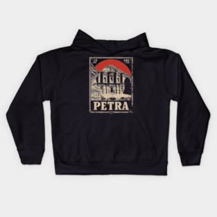 Petra Jordan - Vintage Japanese-Style Ancient Wonder Art Kids Hoodie